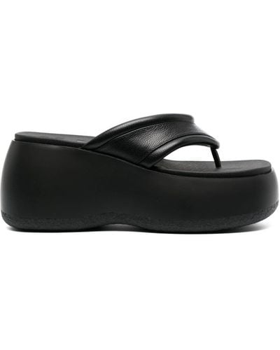 Bimba Y Lola Leather Platform Sandals - Black