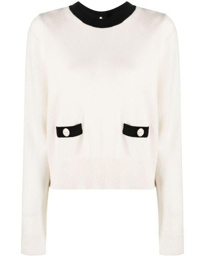Sandro Contrast-trim Wool Sweater - Natural