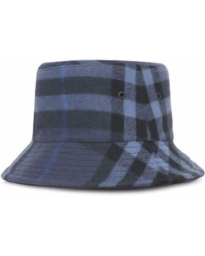 Burberry Cappello bucket a quadri - Blu