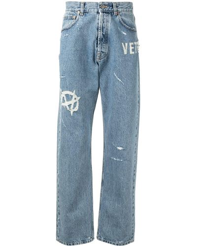 Vetements Halbhohe Jeans - Blau