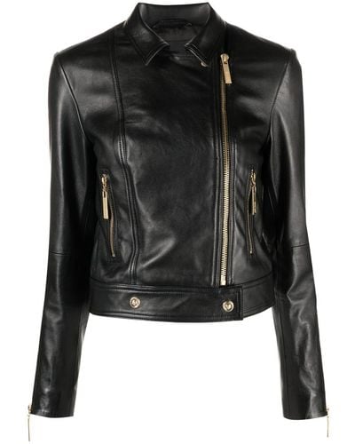 Just Cavalli Logo-patch Leather Jacket - Black