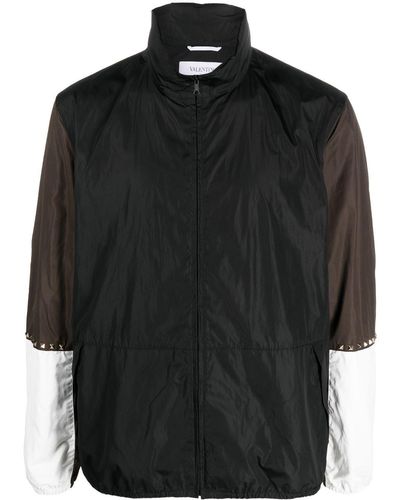 Valentino Garavani Rockstud-embellished Colour-block Jacke - Black
