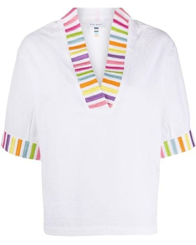 Mira Mikati Shirt Met Regenboogstreep - Wit