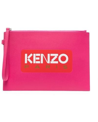 KENZO Clutch mit Logo-Print - Pink