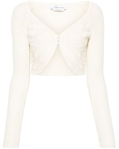 Blumarine Embroidered Cropped Cardigan - White