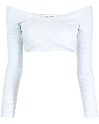 Philosophy Di Lorenzo Serafini Off-shoulder Cropped Top - White