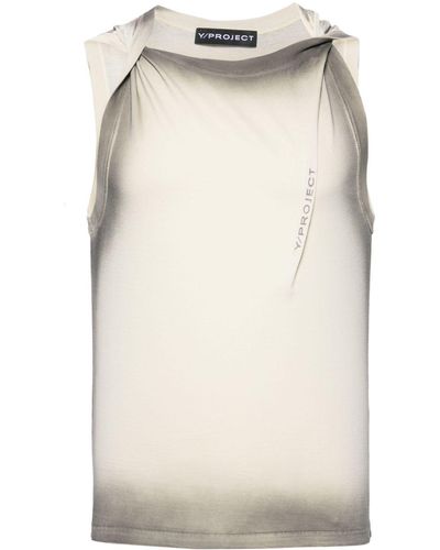 Y. Project Twisted Shoulder Cotton Tank Top - Natural