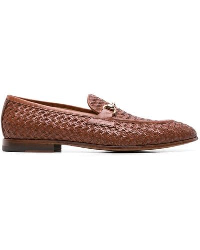 SCAROSSO Alessandro Woven Leather Loafers - Brown