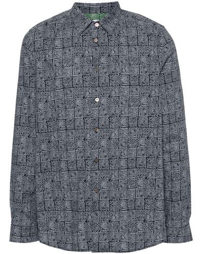 PS by Paul Smith Illustration-print Cotton Shirt - Grey