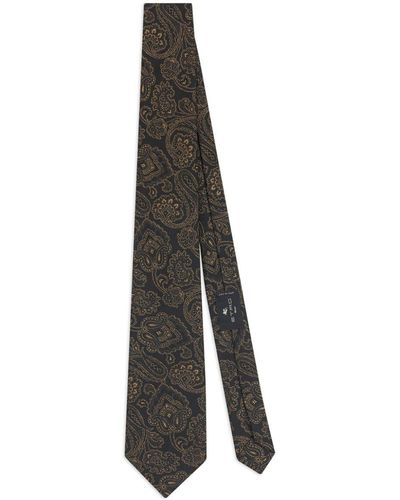 Etro Krawatte im Metallic-Look mit Paisley-Print - Weiß