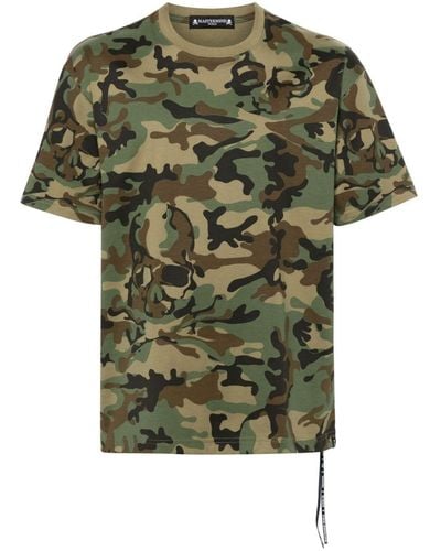 Mastermind Japan T-shirt en coton à motif camouflage - Vert