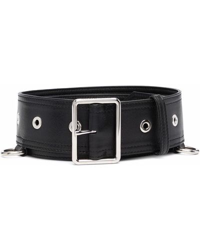 Alexander McQueen Eyelet-embellished Leather Belt - Black