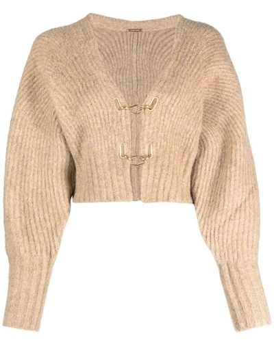 Cult Gaia Casella Ribbed-knit Cropped Cardigan - Natural
