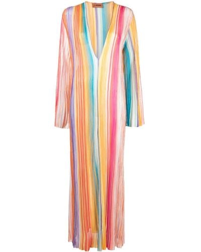 Missoni V-neck Striped Maxi Dress - Pink