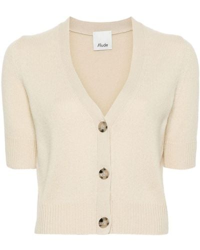 Allude Fine-knit Cashmere Cardigan - Natural