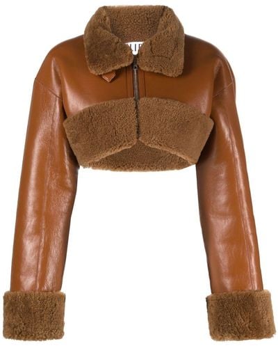 Filippa K Cropped Shearling Leather Jacket - Brown