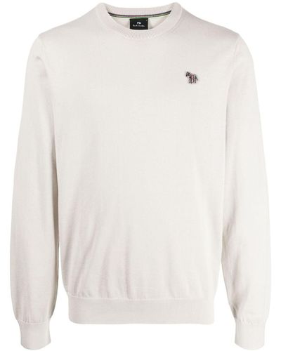 PS by Paul Smith Zebra-motif Cotton Sweater - White