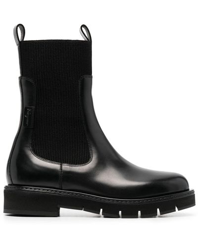Ferragamo Cleated-sole Leather Chelsea Boots - Black