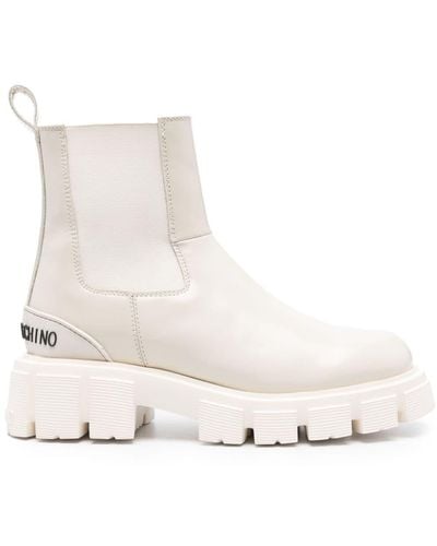 Love Moschino Logo-lettering Ankle Boots - Natural