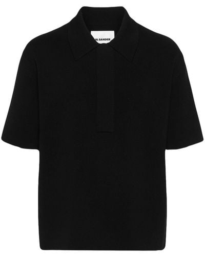 Jil Sander Knitted Polo Shirt - Black