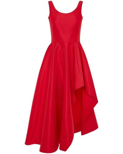 Alexander McQueen Asymmetrische Polyfaille -jurk - Rood