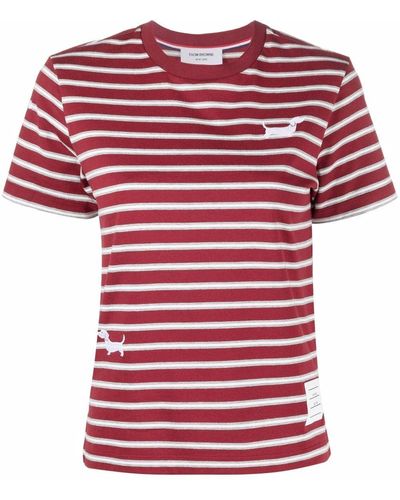 Thom Browne T-Shirt mit rundem Ausschnitt - Rot