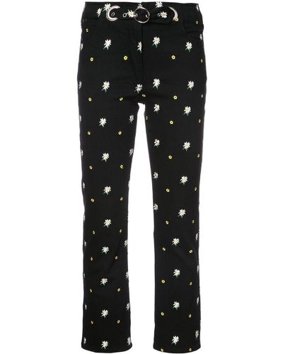 Miaou Daisy Embroidered Pants - Black