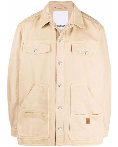KENZO Cotton Shirt Jacket - Natural