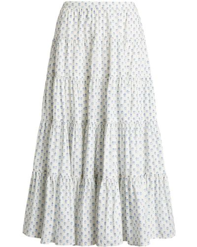 Polo Ralph Lauren Floral-print Tiered Midi Skirt - White