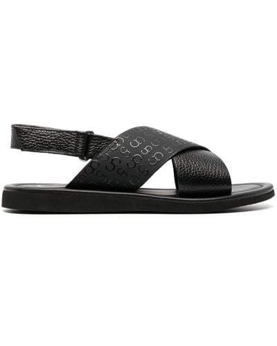Casadei Adria Pebbled-leather Sandals - Black