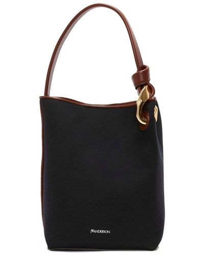 JW Anderson Borsa a secchiello Corner con ricamo - Nero