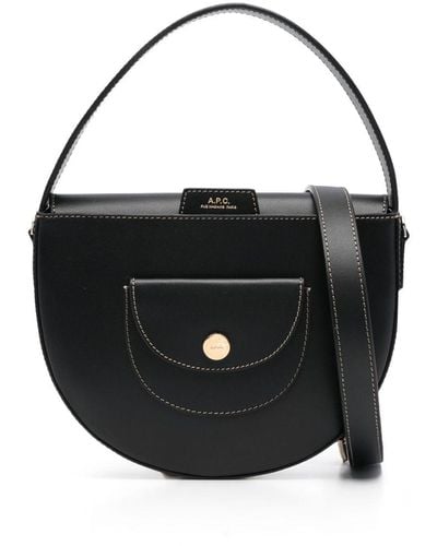 A.P.C. Small Le Pocket Leather Tote Bag - Black