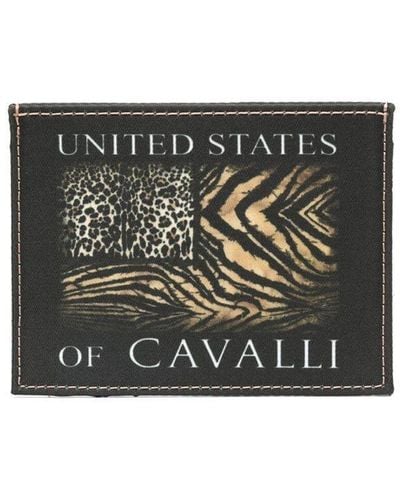 Roberto Cavalli Animal-print Logo Cardholder - Grey