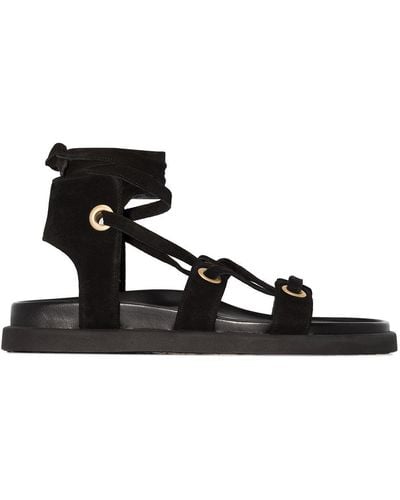 Gianvito Rossi Ibiza Flat Suede Sandals - Black