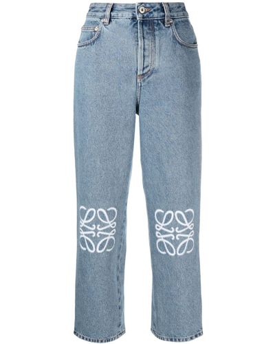 Loewe Cropped-Jeans mit Cut-Outs - Blau