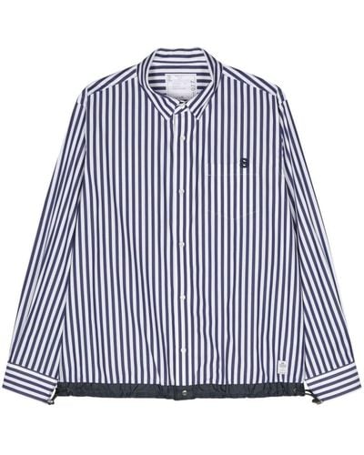 Sacai Raised-Logo Striped Shirt - Blue