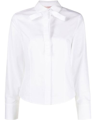 Valentino Garavani Pussy-bow Cotton Shirt - White