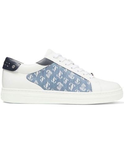 Jimmy Choo Rome Leather Monogram-pattern Sneakers - Blue