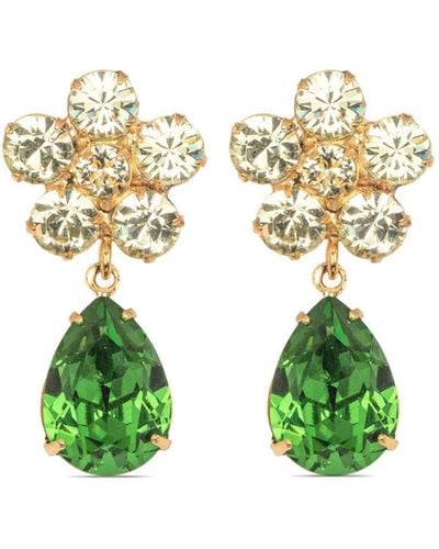 Jennifer Behr 18kt Gold Plated Janna Crystal Drop Earrings - Green