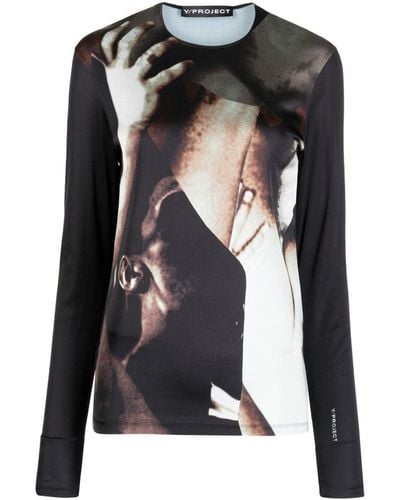 Y. Project Body Collage-print Long-sleeve T-shirt - Black