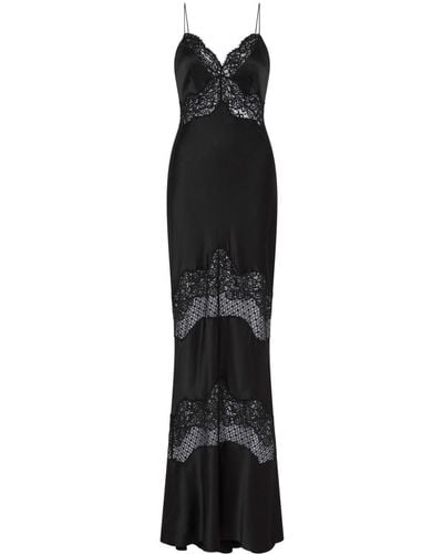 Rebecca Vallance Larisa Lace-embellished Silk Gown - Black
