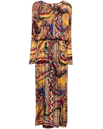 Pierre Louis Mascia Abstract-print Silk Dress - Yellow
