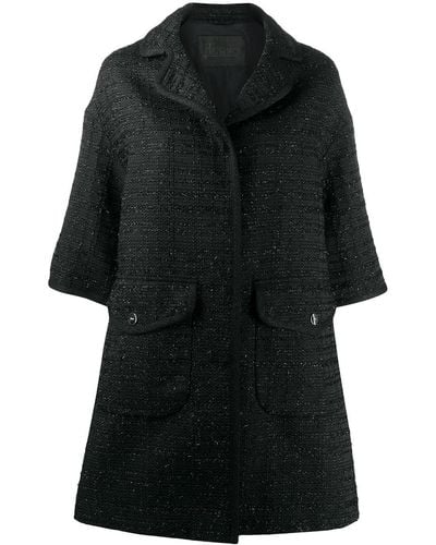 Herno Elbow-length Sleeved Tweed Coat - Black