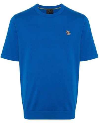 PS by Paul Smith ゼブラパッチ オーガニックコットン Tシャツ - ブルー