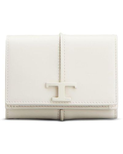 Tod's Street Style Plain Leather Trifold Wallet - White