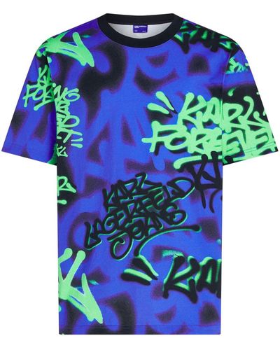 Karl Lagerfeld X Crapule2000 T-Shirt mit Graffiti-Print - Blau