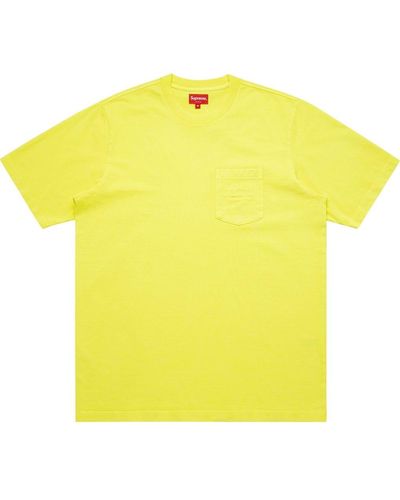 Supreme T-Shirt mit Brusttasche - Gelb