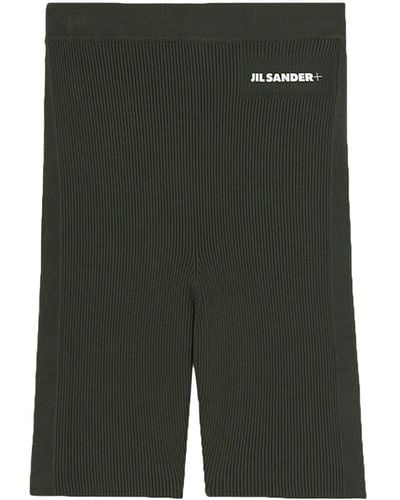 Jil Sander Logo-print Fine-ribbed Compression Shorts - Green