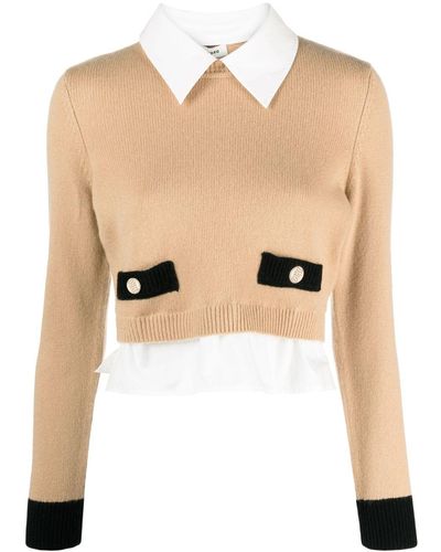 Sandro Layered-design Knitted Top - Natural
