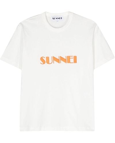 Sunnei Embroidered-logo Organic-cotton T-shirt - White